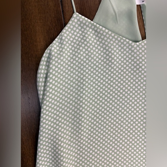 Express size S Mint Green Halter Tank Top V Neck Polka Dot - Picture 3 of 10